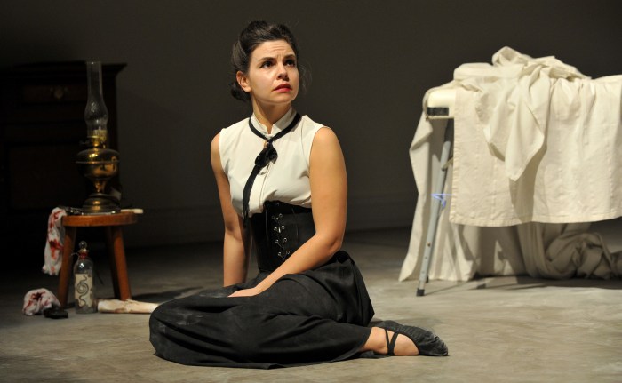 Catherine Frowd stars as Victoria Frankenstein in Moth Sanctuary Productions performance of Frankenstein: New Skin at Cheltenham Literature Festival 2018. 